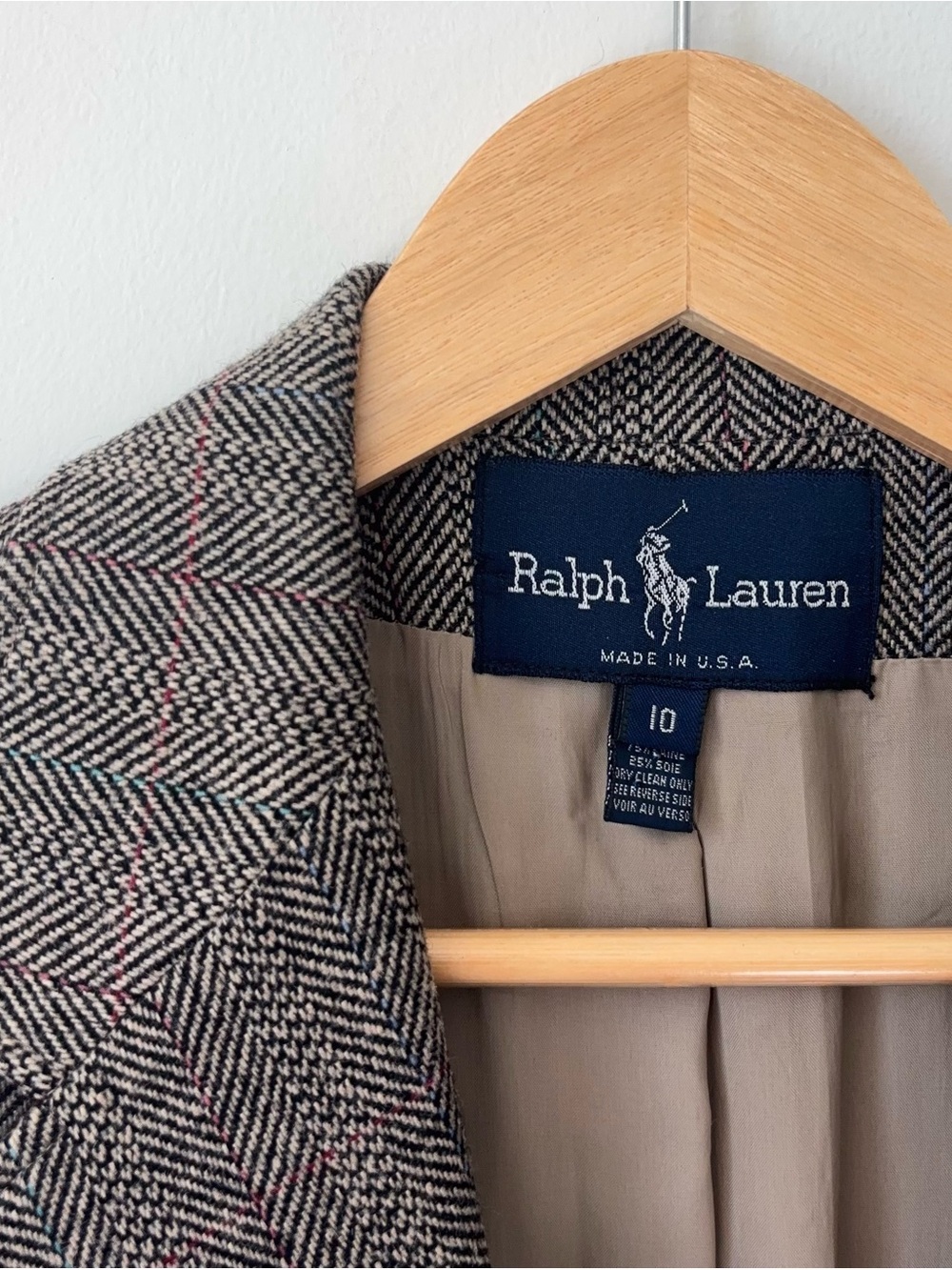 Vintage Ralph Lauren Wool Silk Blazer Women’s 10 Herringbone Tweed USA Jacket - Picture 2 of 14